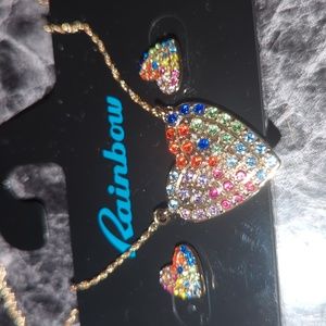 RAINBOW Jewelry Set Necklace & Earrings NWT